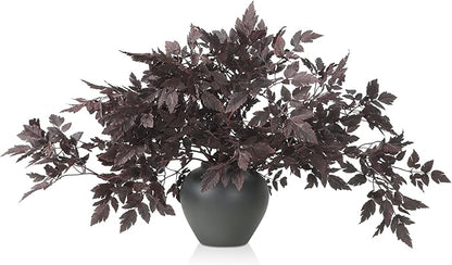 Lyrow 10 Pack Artificial Cimicifuga Plant Leaf Spray Faux Plum Cimicifuga Ramosa Leaf Branch Faux Fall Spray Silk Plants for Home Vase Wedding Garden Farmhouse Table Mantel Decor (32 Inches)