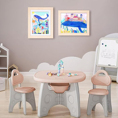 KINLINK 9x12 Kids Art Frames Set of 2, Solid Wood Kids Artwork Frames Changeable with Acrylic Front Opening Holds 150 Pictures, Art Frame for Kids Artwork with Mat or without Mat, Natural