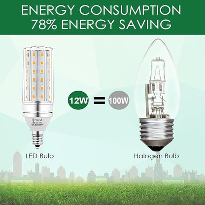 E12 LED Bulbs,12W LED Corn Light Bulb, E12 LED Bulb 100W Equivalent 1200 Lumen 3000K Warm White, Non-Dimmable LED Candelabra Light Bulbs, E12 Candelabra Base Chandelier Light Bulbs, Pack of 3