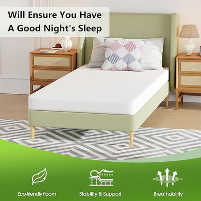 PayLessHere 5 Inch Gel Memory Foam Mattress Medium Firm Mattresses CertiPUR-US Certified Bed-in-a-Box Pressure Relieving Twin XL Size,Fiberglass Free，White
