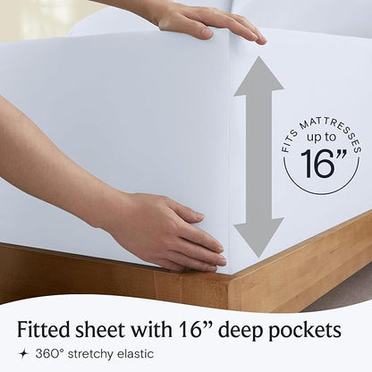 LuxClub 3 PC Sheet Set Bed Sheets Deep Pockets 16" Eco Friendly Wrinkle Free Cooling Machine Washable Hotel Bedding Silky Soft - Baby Blue Twin XL