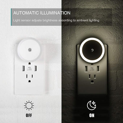 myCozyLite LED Night Light Plug in, Dusk to Dawn Sensor, Auto Dim, Energy Saving, Cool White, Nightlight Plug into Wall for Bathroom, Hallway, Kitchen, Stairway, Round, 2 Pack