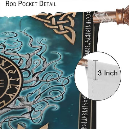 Viking Curtains Viking Totem Curtains Ancient Scandinavian Bedroom Living Room Decoration 2 Panel Groups W84 * L84 Inch