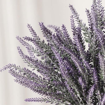 Artificial Lavender Flowers with Vase,Fake Lavender Plant Artificial in Metal Vase for Kitchen Counter Rustic Farmhouse Decor (Faith,Purple)