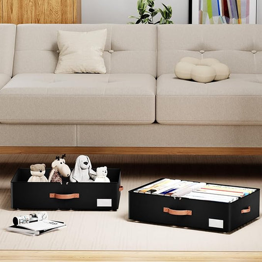 Underbed Storage With Wheels,Large Capacity 7.5 inches Height Storage Bins,Rolling Underbed Shoe Storage Containers,dorm Storage Drawers for clothes & blankets