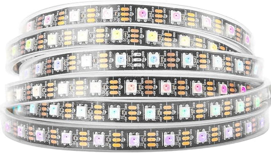 BTF-LIGHTING WS2812B IC RGB 5050SMD Pure Gold Individual Addressable LED Strip 16.4FT 300LED 60Pixel/m Flexible Full Color IP67 DC5V for DIY Chasing Color Project(No Adapter or Controller)
