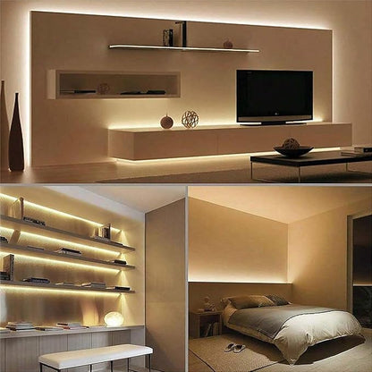 A 5V USB LED Light Strip, COB LED Strip Lights, Warm 5V LED Lights, Small LED Strip Light, TV Lights for TV Under Cabinet Kitchen Living Room Shelving or Displays (Warm 3.28FT x2)