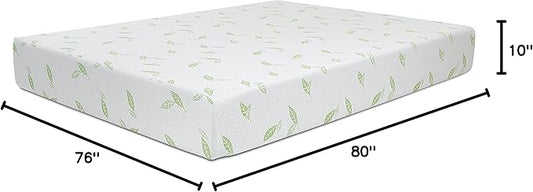 NapQueen King Size, 10 Inch Anula Green Tea Infused Memory Foam Mattress, Bed in a Box, CertiPUR-US Certified Mattress
