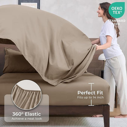 HEVUMYI Linen California King Comforter Set - 7-Piece All Season Bed in a Bag Cal King, Ultra Soft Bedding Set with Comforter, Flat Sheet, Fitted Sheet, Pillowcases, Pillow Shams
