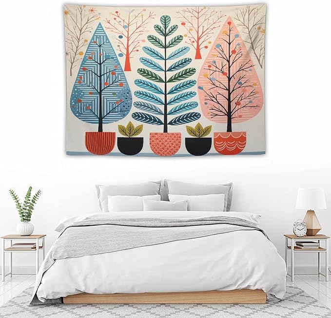 Shabby Chic Trees Wall Tapestry Autumn Nature Forest Wall Hanging Wall Tapestry Aesthetic Landscape Tapestry Vintage Wall Hanging for Living Room Dorm Decor 30"x40" Christmas Family Party