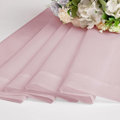 Chyhomenyc Blush Pink Sheer Curtains 30 inch Length 2 Panels, Light Filtering Voile Rod Pocket Short Window Curtians for Bathroom Living Room Farmhouse Small Windows, 42Wx30L inches