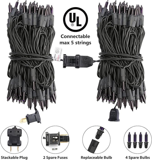 Toodour Purple Halloween Lights, 25ft 100 Count Incandescent Halloween String Lights, UL Certified Connectable Mini Bulbs String Lights for Home, Garden, Porch, Yard, Patio, Party, Indoor Decoration
