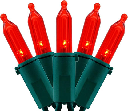 YULETIME 200 Count Red LED Christmas Lights, 66 Feet Green Wire UL Certified Commercial Grade Holiday String Light Set (Red)