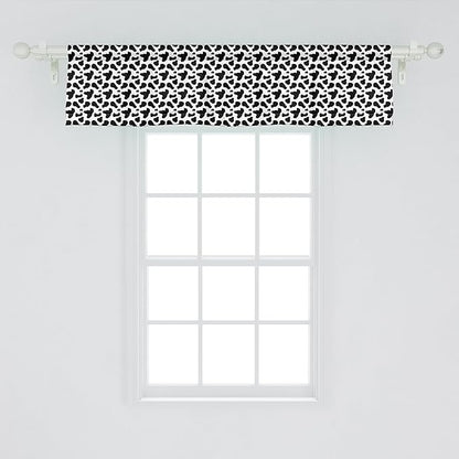 Ambesonne Cow Print Window Valance, Animal Hide Pattern Spots Farm Life Cattle Camouflage Animal Skin, Curtain Valance for Kitchen Bedroom Decor with Rod Pocket, 54" X 12", Charcoal Grey White