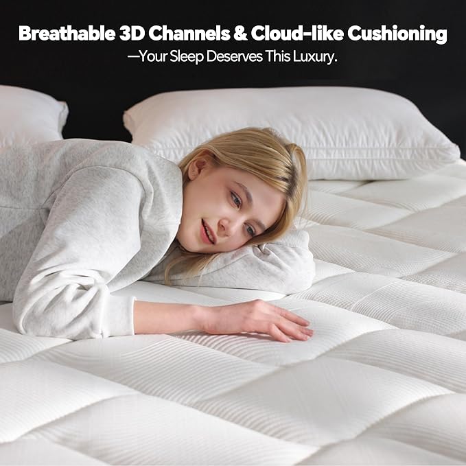 King Size Mattress 10 Inch, Pocket Spring & Memory Foam Hybrid Mattress with 3D Breathable Knitting Fabric
