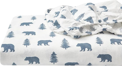 Eddie Bauer - Queen Sheets, Cotton Flannel Bedding Set, Brushed For Extra Softness, Cozy Home Decor (Bears & Trees, Queen)