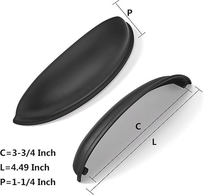 khtumeware 5 Pack 3-3/4" Drawer Pulls Matte Black Cabinet Cup Pulls Kitchen Hardware Cabinet Handles Drawer Handles Knobs 3-3/4 inch Hole Center