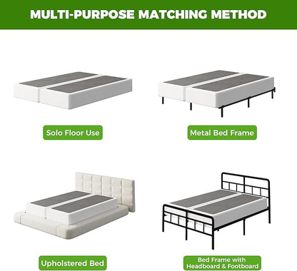 EMODA 7 Inch Split Queen Box Spring, 3500LBS Heavy Duty Metal Box Spring for Queen Bed Mattress Foundation with Fabric Cover, Noise-Free, Non Slip, Easy Assembly