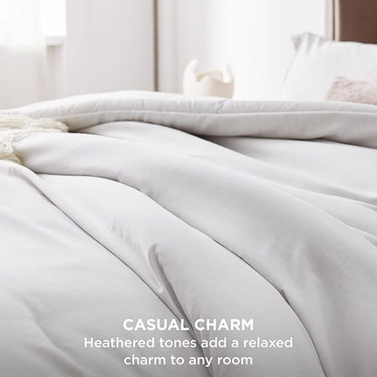 Bedsure Oversized King Comforter Set - Grayish White Soft Bedding for All Seasons, Cationic Dyed Bed Set, 3 Pieces, 1 Oversized King Size Comforter (120"x98") and 2 Pillow Shams (20"x36"+2")