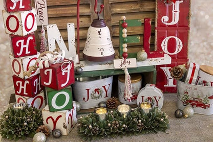 Boston International Christmas Metal Hanging Blocks Sign, 23.5-Inches, Ho Ho Ho