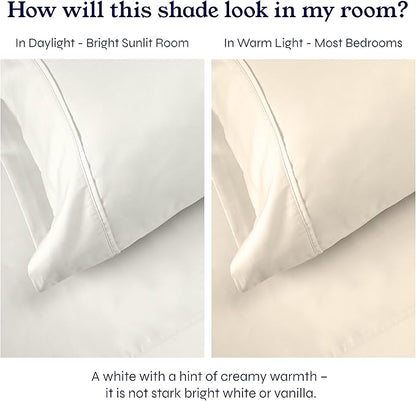 California Design Den Soft Twin Sheets Set - 400 Thread Count Sateen, Natural 100% Cotton Sheets, Deep Pockets, Cooling and Durable Bedding Set for Dorm Rooms & Adults - Ivory (Pale Tone)