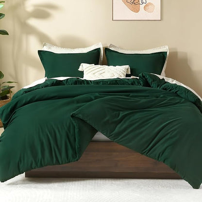Litanika Dark Emerald Green Comforter California King Size, 3 Pieces Cal King Lightweight Solid Bedding Comforter Set, All Season Fluffy Bed Set (104x96In Comforter & 2 Pillowcases)