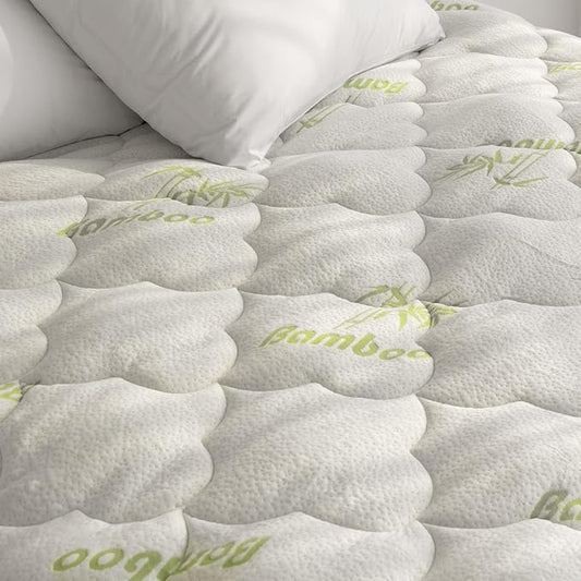 Twin Mattress Cover Air Mattress Topper, Viscose Made from Bamboo Mattress Pad for Kids, Soft Breathable and Noiseless Pillow Top Mattress Fits up to 16 inch