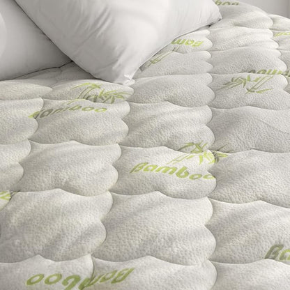 Air Mattress Cover Twin Size, Thick Viscose Made from Bamboo Quilted Mattress Topper for Kids, Noiseless Extra Plush Pillow Top Pad Fits 15-23 Inches Deep Mattresses