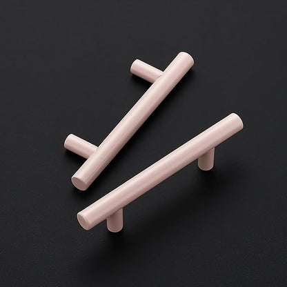 Ravinte 3 Pack | 5 Inch Cabinet Pulls Pink Stainless Steel Kitchen Drawer Pulls Cabinet Handles 5 InchLength, 3 Inch Hole Center