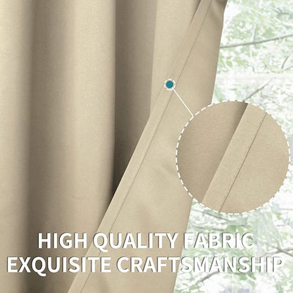 BGment Room Darkening Curtains for Bedroom - Grommet Thermal Insulated Window Treatments Light Blocking Curtains for Living Room, Set of 2 Panels, Each 46 x 54 Inch, Beige