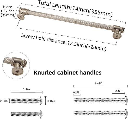 10 Pack 12-3/5 inch(320mm) Brushed Satin Nickel Kitchen Cabinet Handles Knurled Cabinet Pulls Silver Drawer Pulls Kitchen Cabinet Hardware Handles