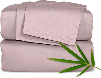 Pure Bamboo California King Sheets, Genuine 100% Organic Viscose Derived from Bamboo Bed Sheet Set, Soft & Cooling, Double Stitching, Lifetime Quality Promise (California King, Dusty Pink)
