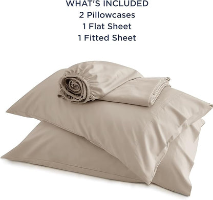Bedsure California King Sheet Sets, Cooling Sheets, Rayon Derived from Bamboo, Deep Pocket Up to 16", Breathable & Soft Bed Sheets, Hotel Luxury Silky Bedding Sheets & Pillowcases, Simply Taupe