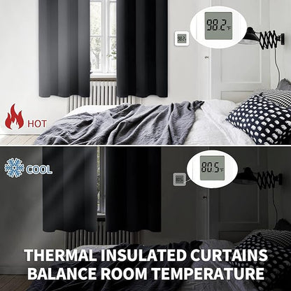 BGment Black Blackout Curtains 84 Inch Long for Living Room - Thermal Insulated Grommet Window Black Out Drapes for Home Decor, 2 Panels, Each 52 Inch Wide