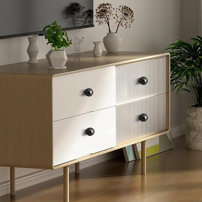 FoDau770 30pcs Black Wood Knobs, Round Ball Cabinet Knobs Vintage Drawer Pulls, Natural Wooden Cabinet Hardware for Furniture Drawer Dresser Wardrobe Cupboard - 1-1/4" Diameter