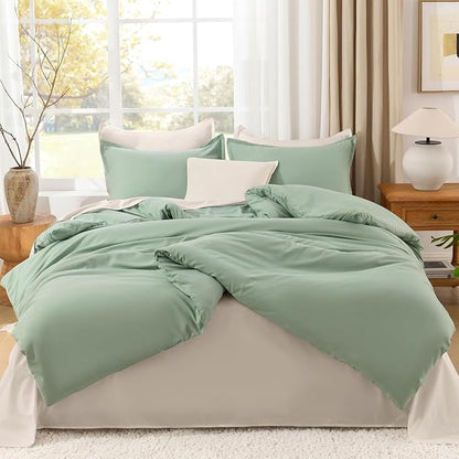 Litanika Comforter Full Size Set Sage Green, 3 Pieces Lightweight Bed Set, Solid Bedding Comforters Sets, Soft All Season Down Alternative Quilt Blanket