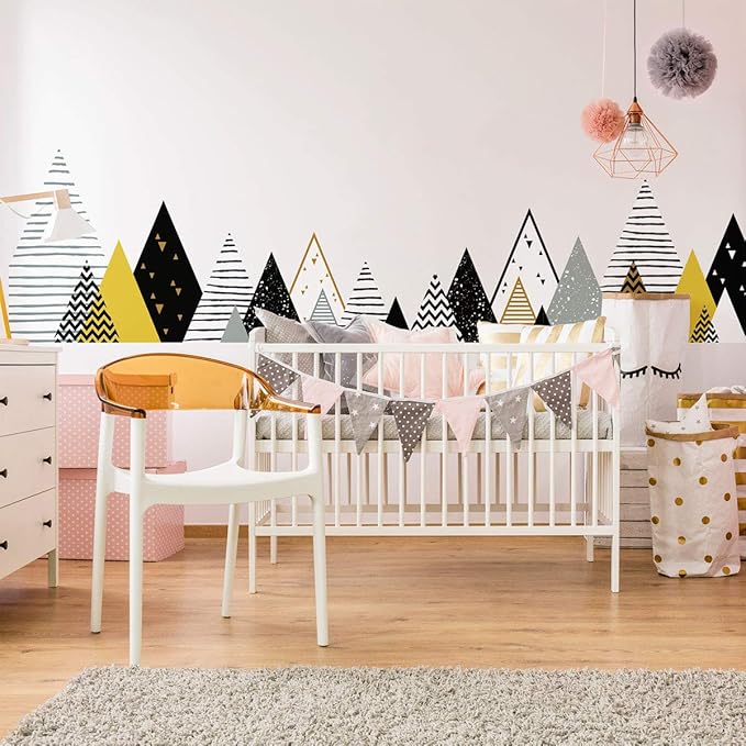 Ambiance Stickers Scandinavian Chapka Mountains Wall Decals, DIY Home Decor, Peel and Stick Removable Stickers, Waterproof and Self Adhesive Wall Art - H45 x L180 CM