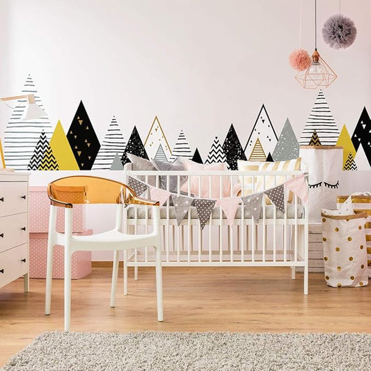 Ambiance Stickers Scandinavian Chapka Mountains Wall Decals, DIY Home Decor, Peel and Stick Removable Stickers, Waterproof and Self Adhesive Wall Art - H45 x L180 CM