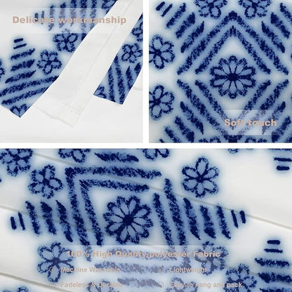Batmerry Blue Art Flower Tapestry, Blue White Ceramic Glaze Tie Dye Wall Art Hanging Decoration Polyester Fiber White Ruffled Around for Dorm Room Bedroom Living Room, 59.1x82.7 inches