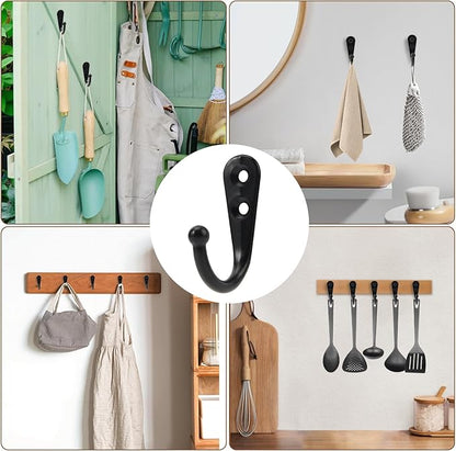 Wall Hooks for Hanging, 40 Pack Black Small Coat Hooks with 80 Screws, Heavy Duty Single Prong Wall Hooks for Keys, Cups,Towels,Bag and More