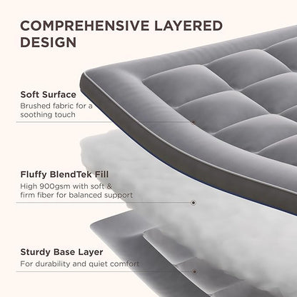 Bedsure Cal King Mattress Topper - Pillow Top Mattress Pad Cover with Deep Pocket Fits up to 21 Inches, Plush Soft Bed Topper for Back Pain Relief, Overfilled with Down Alternative Filling, Grey