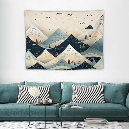MaSiledy Tapestry Wall Hanging Snow Mountain Scandinavian Winter Tapestry Xmas Rustic Winter Holiday Tapestry Vintage Aesthetic Tapestries Home Decoration for Living Room Bedroom 30"x40"