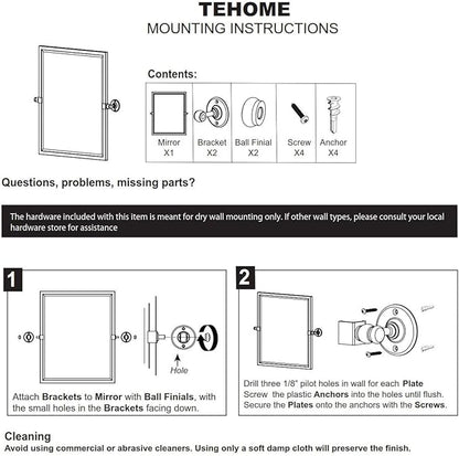 TEHOME 28.5 x 36'' Black Metal Framed Pivot Rectangle Bathroom Mirror Tilting Beveled Vanity Mirrors for Wall…