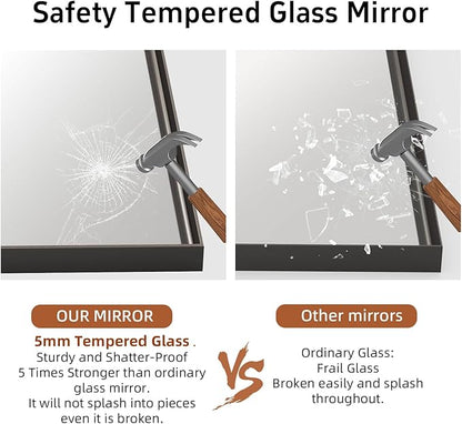 55”x 30” Blak Bathroom Mirrors for Over Sink, Black Framed Vanity Mirror for Bathroom, Shatter Proof, Tempered Glass, Rectangle Wall Mirror Horizontally/Vertically