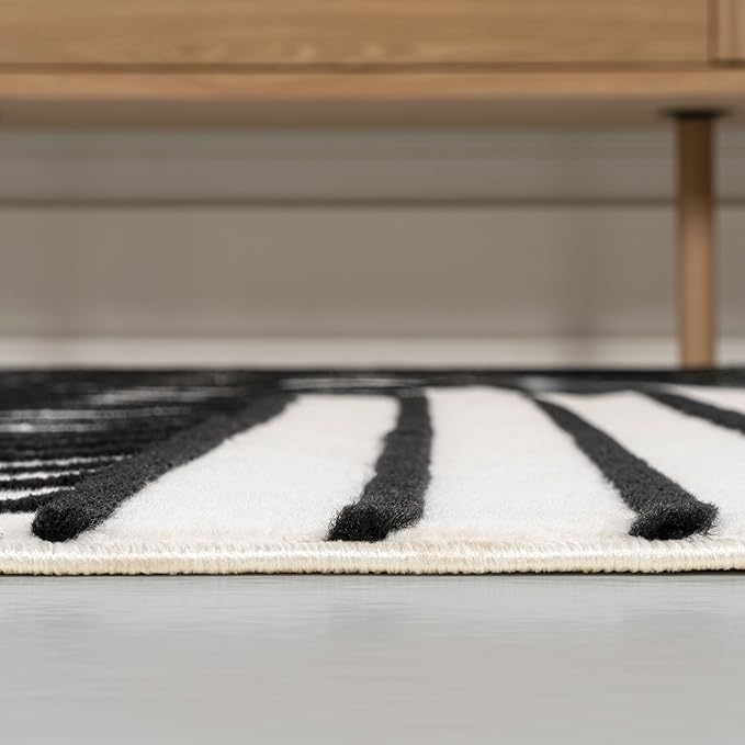 Eyely NCS101G-8 Odense High-Low Minimalist Angle Geometric Black/White 8 ft. x 10 ft. Area Rug, Black/White, 8 ft. x 10 ft., Indoor, Area Rug