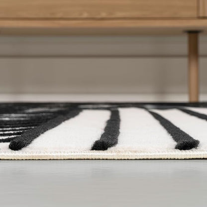 Eyely NCS101G-8 Odense High-Low Minimalist Angle Geometric Black/White 8 ft. x 10 ft. Area Rug, Black/White, 8 ft. x 10 ft., Indoor, Area Rug