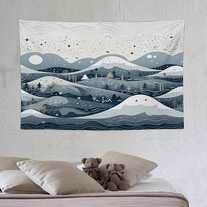 MaSiledy Tapastry's Wall Hanging Snow Mountain Scandinavian Winter Tapestry Rustic Country Holiday Wall Art Tapestry for Bedroom Aesthetic for Bedroom Aesthetic Home Decor 40"x60"
