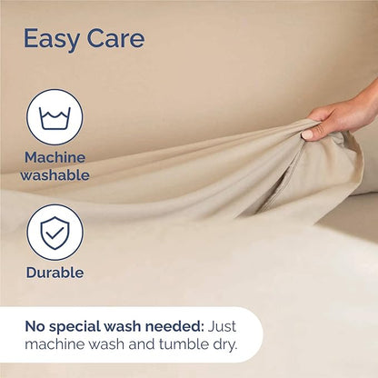 Split King Bed Sheet Set - 7 Piece Split King Bed Sheet Set - Soft Hotel Luxury Bedding - Cooling, Comfy & Breathable - 1 Flat & 1 Fitted & 4 Pillowcases w/ Deep Pockets - Wrinkle & Fade Free - Cream