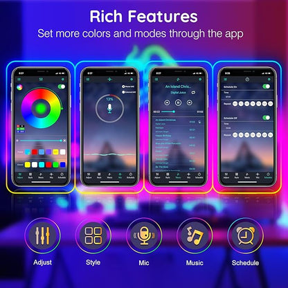 FBZ 100Ft Led Rope Lights, Flexible Neon Lights Control with App/Remote, Multiple Modes, IP65 Outdoor RGB Waterproof, Music Sync Gaming Light Strip for Bedroom Decor