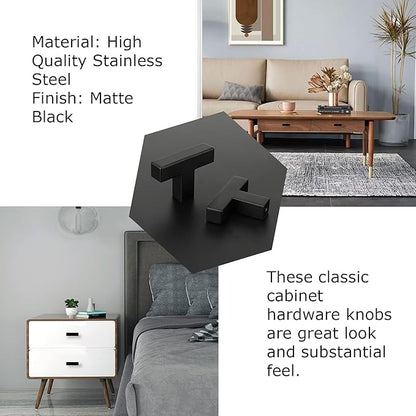 LONTAN 30 Pack Kitchen Cabinet Knobs Black Knobs for Dresser Drawers Sqaure Black Cabinet Hardware for Bathroom Cupboard,Stainless Steel